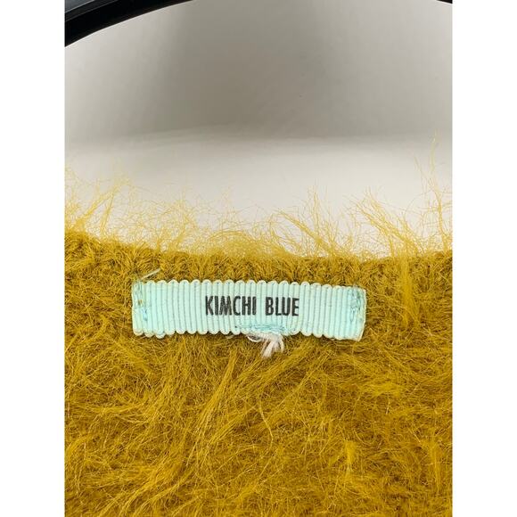 KIMCHI BLUE Women’s Yellow Fuzzy Halter Spaghetti Strap Crop Top SZ S - Picture 8 of 10